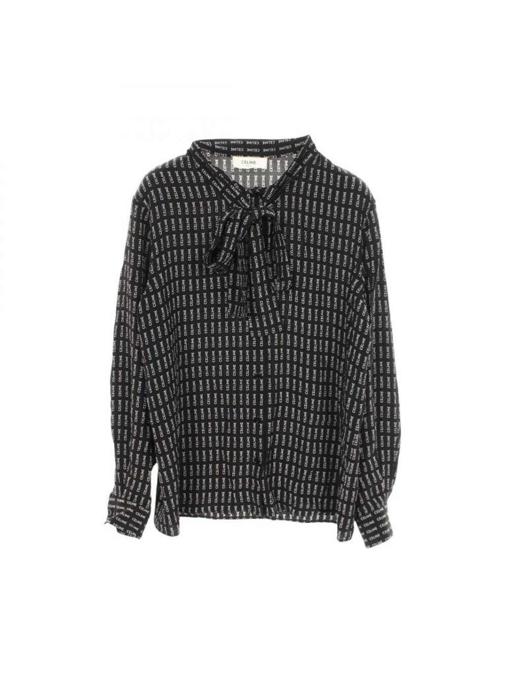 Celine Logo All Over Pattern Bowtie Silk Shirt